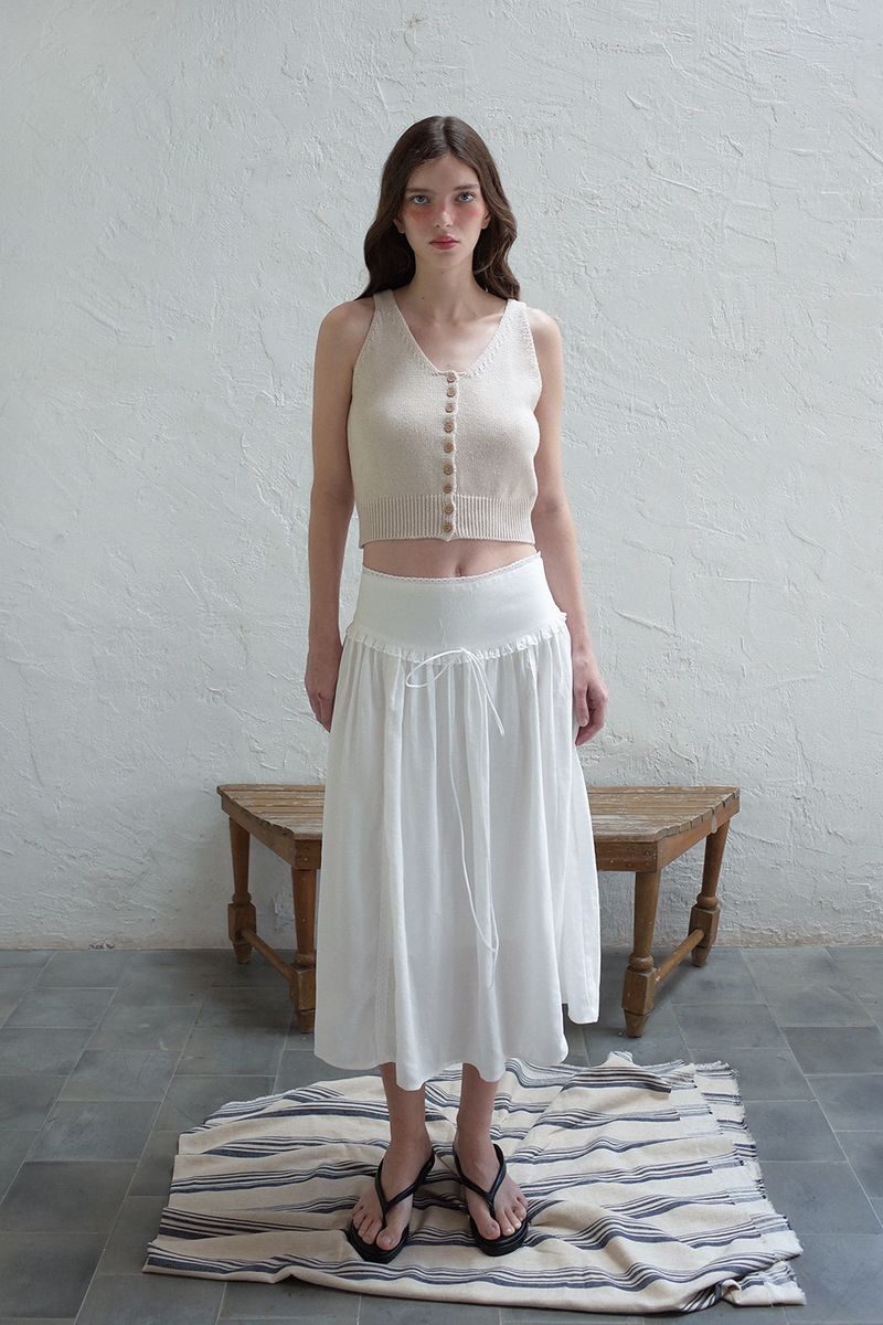 Nuts sleeveless knit_beige