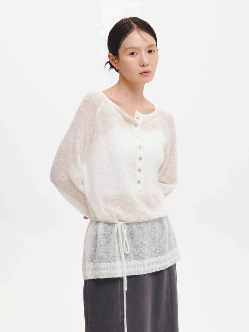 HAIRY DIA SHEER KNIT PULLOVER