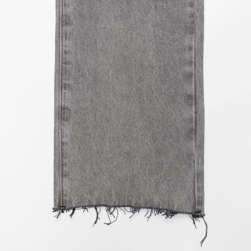 GRAY SEMI WIDE DENIM PANTS code 18113