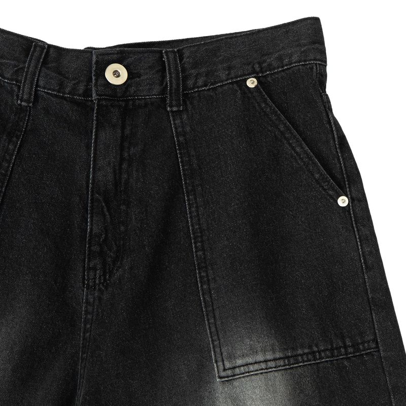 Fire Rose Bermuda Denim Pants Black