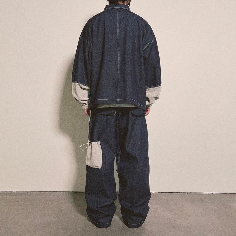 reverse terry pocket denim pants_blue