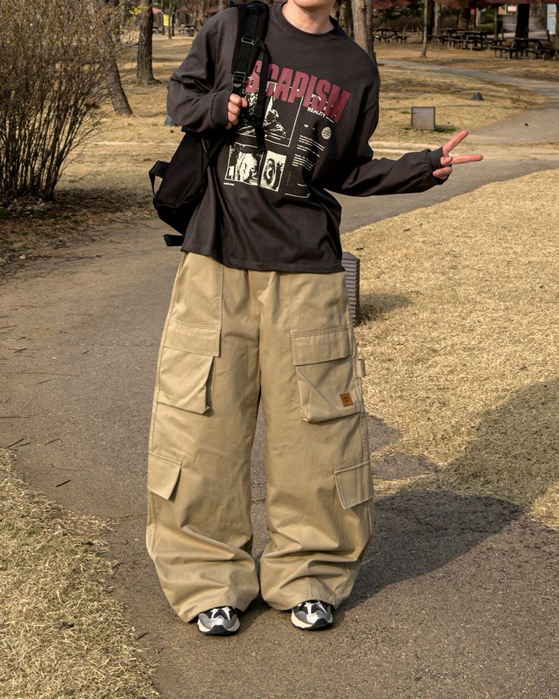 Utility Patch Wide Cargo Pants