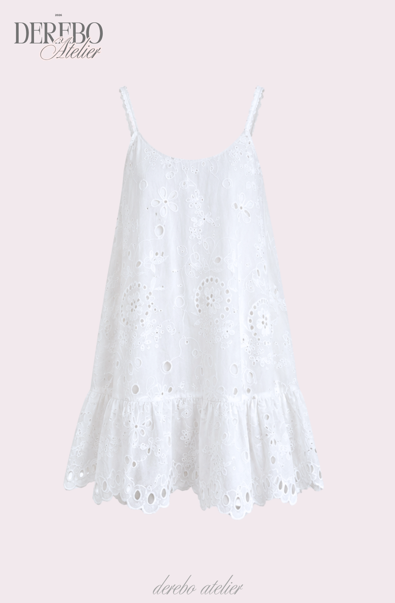 Punching Daisy White Sleeveless Dress 