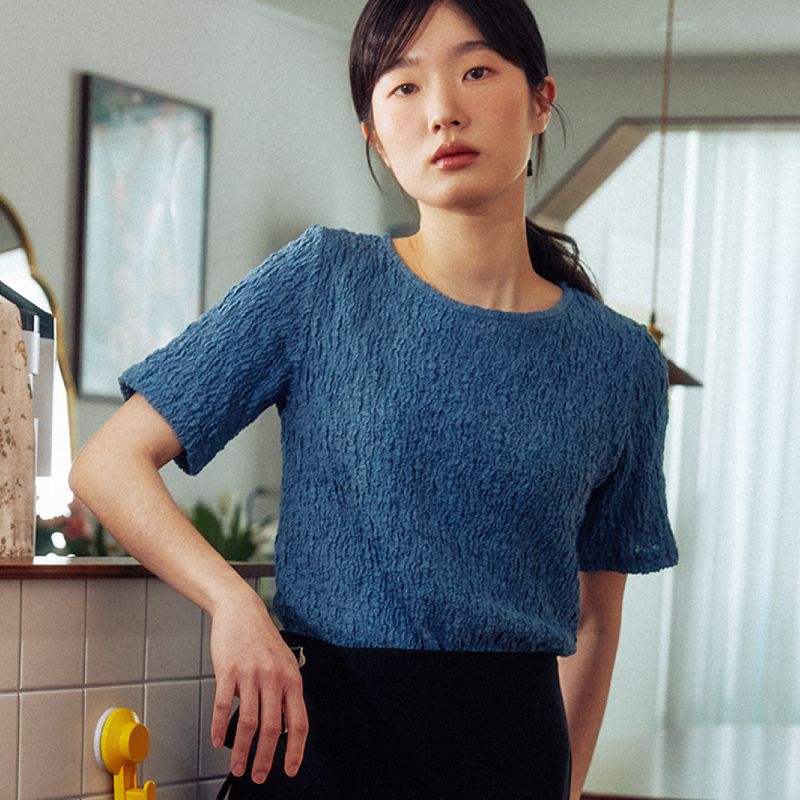KOOKEESEE（クキシ）の「Wrinkle top (blue)（Tops）」