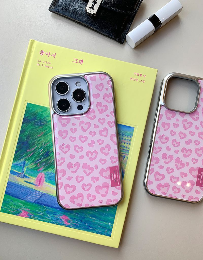 [MADE]スイートレオパード シルバーエポキシバンパー iPhoneケース