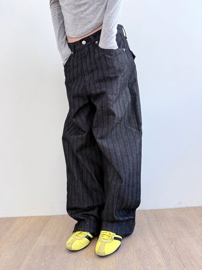  STRIPE BALLOON WIDE PANTS
