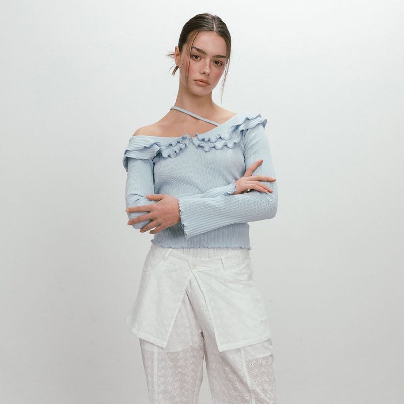 FLOWER LACE LAYERED PANTS / WHITE