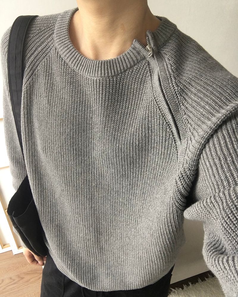 Sleek Zipper Round Knit
