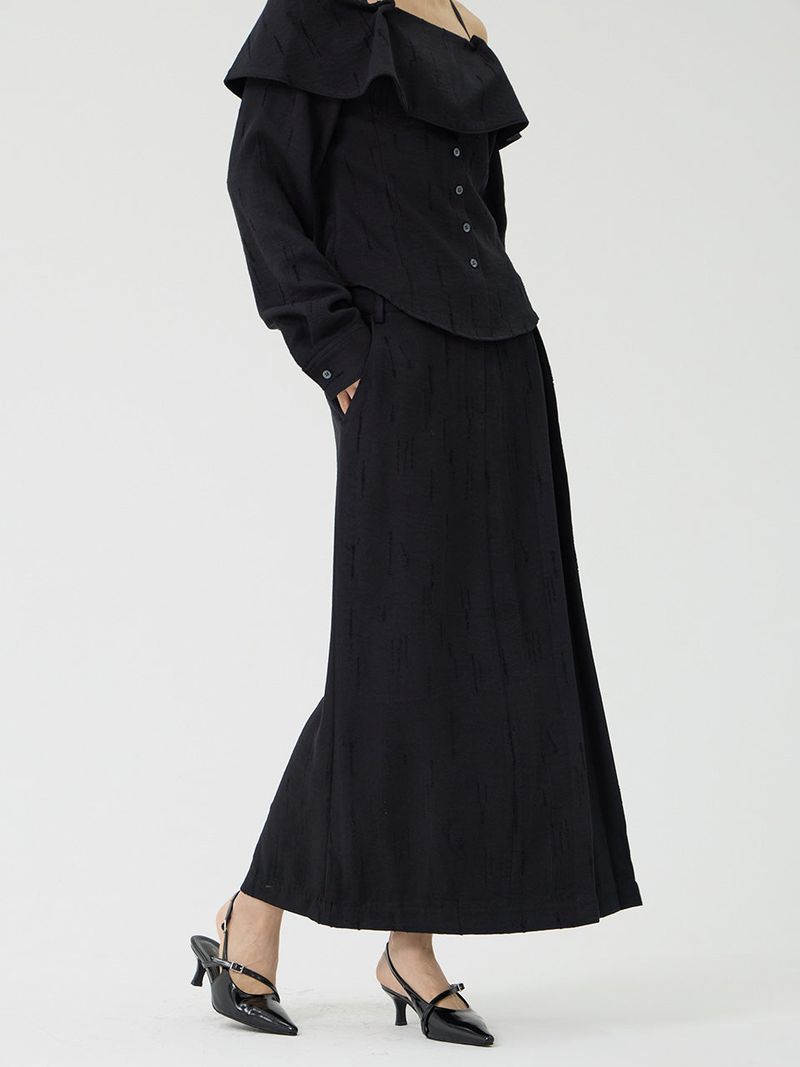 Scratch Low-Rise Long Skirt, Black