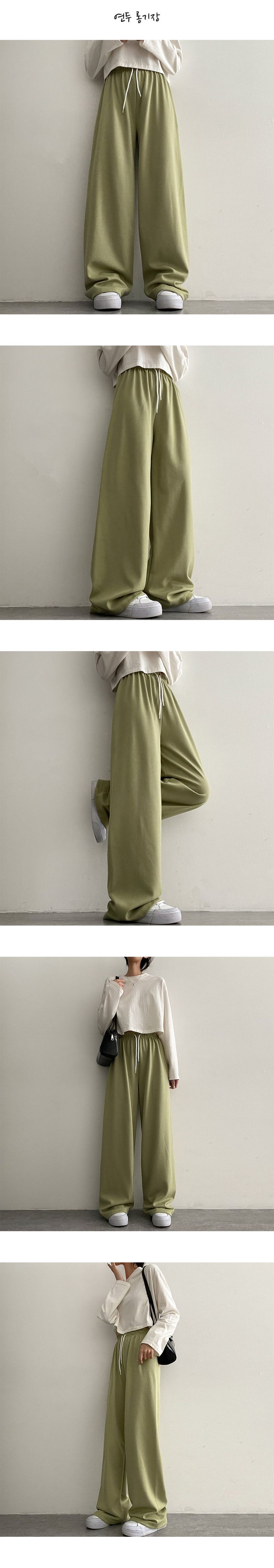 [Short, basic, long length] Tory training banding wide pants