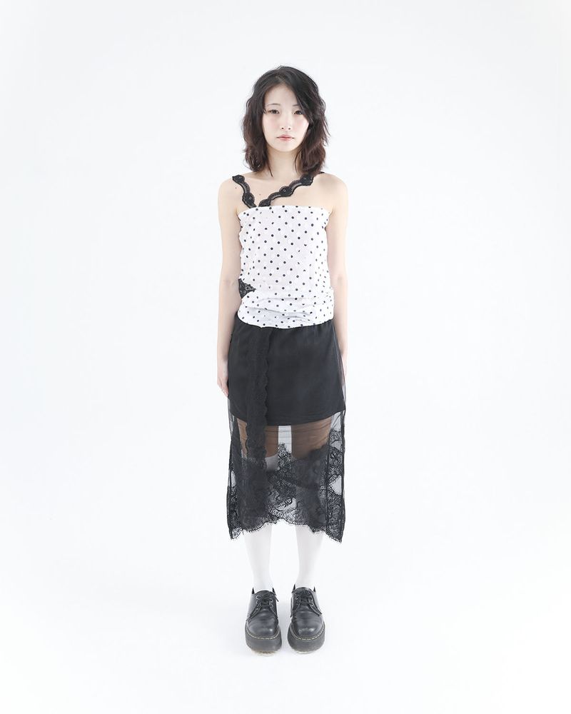 MESH LACE LONG SKIRT BLACK
