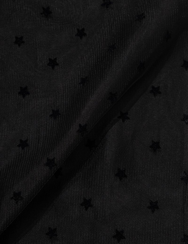 MESH STAR RUFFLE MINI SKIRT(BLACK)
