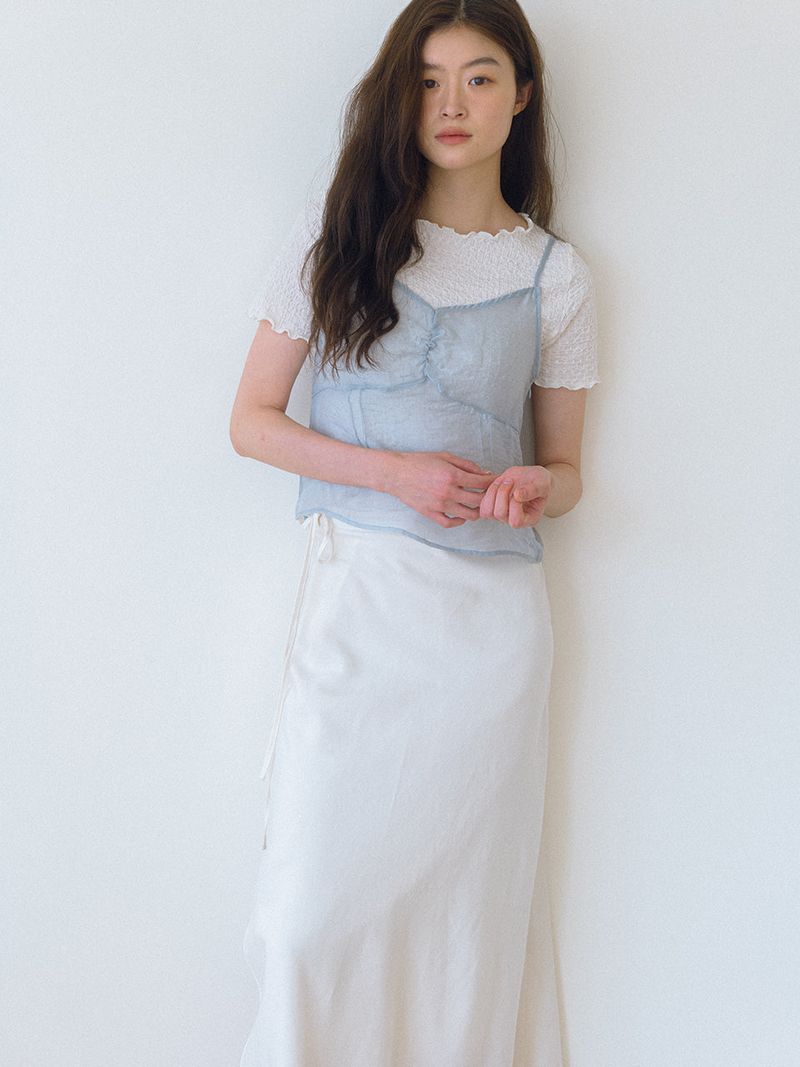 Shirring Bustier Top - Sky blue