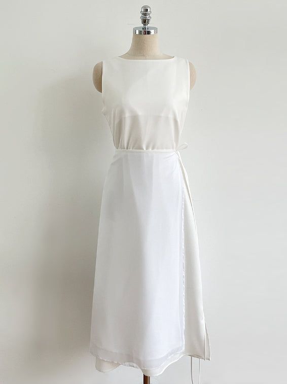 Roselle Layered Wrap Sleeveless Long One Piece