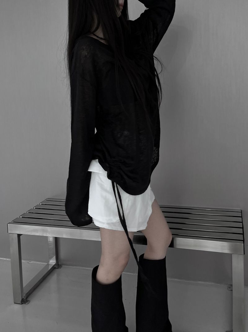 linen see-through long sleeve T (2color)
