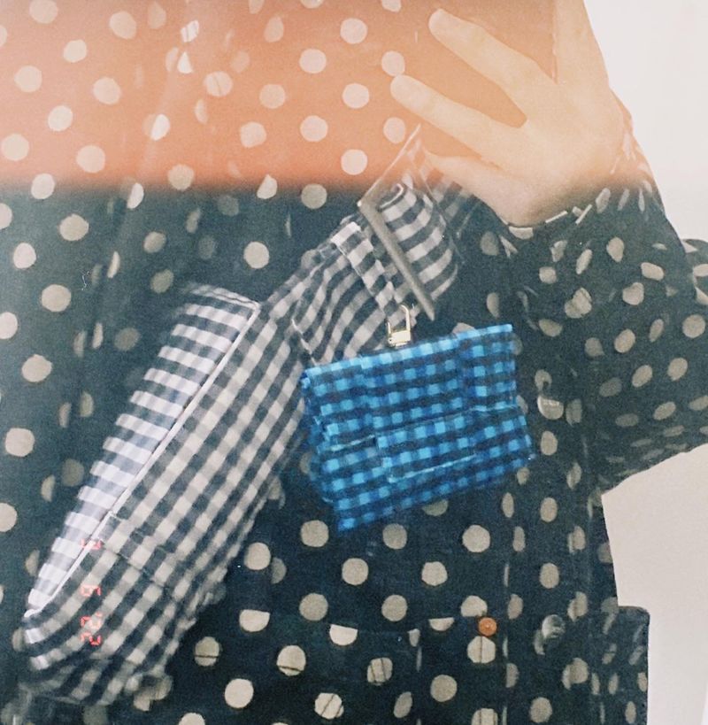 Gingham Mini Pouch - Blue