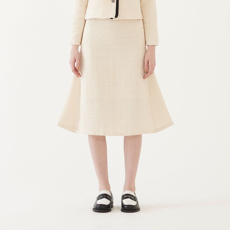 TWEED MIDI SKIRT (IVORY)