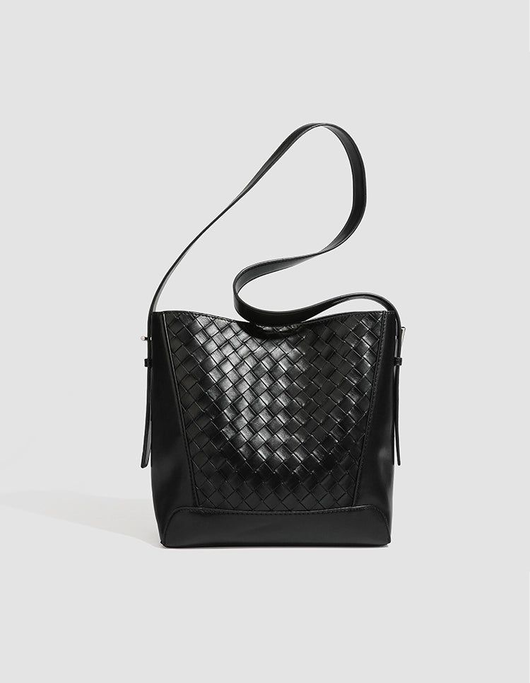 Woven Texture Large Bucket Shoulder Bag