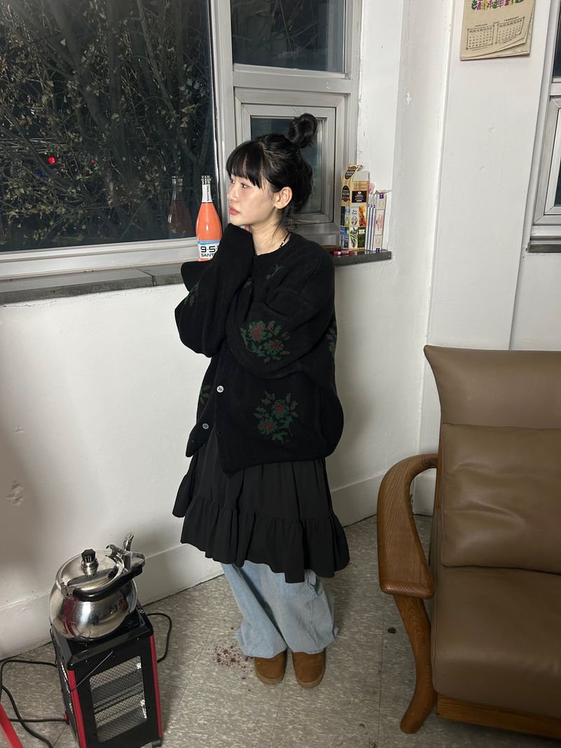 (2color) dot frill dress