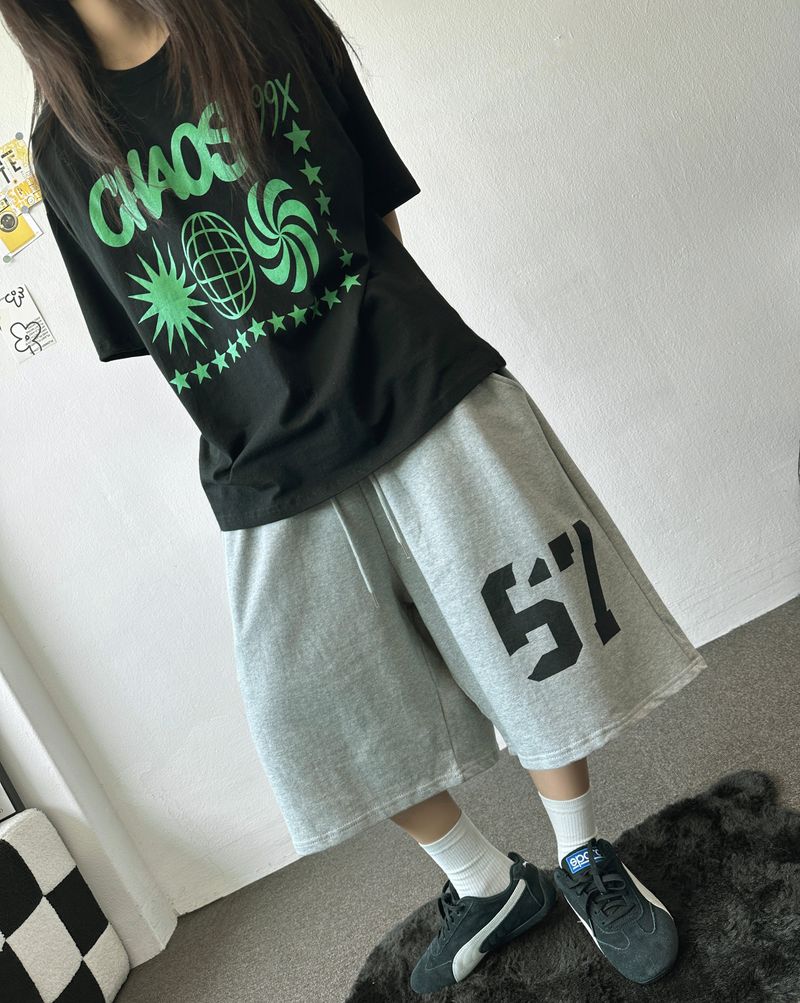 ディスオーダーグラフィティタトゥーパッチグラフィックオーバーサイズTシャツ 4カラー