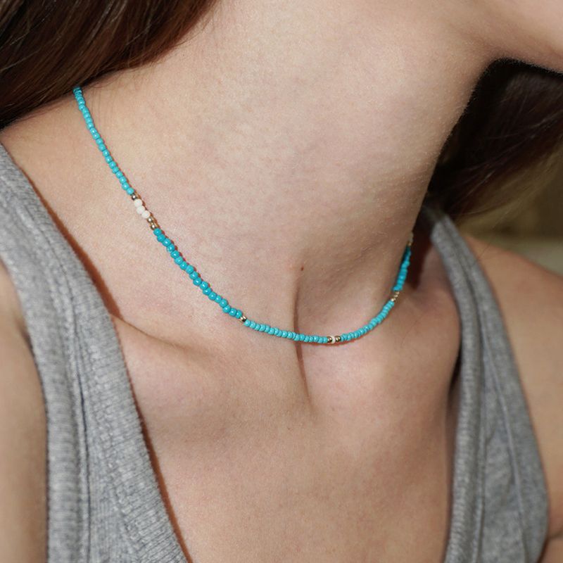 OURPIERRE（アワーピエール）の「LOVE SKINNY BEADS NECKLACE SKY BLUE（Accessories）」