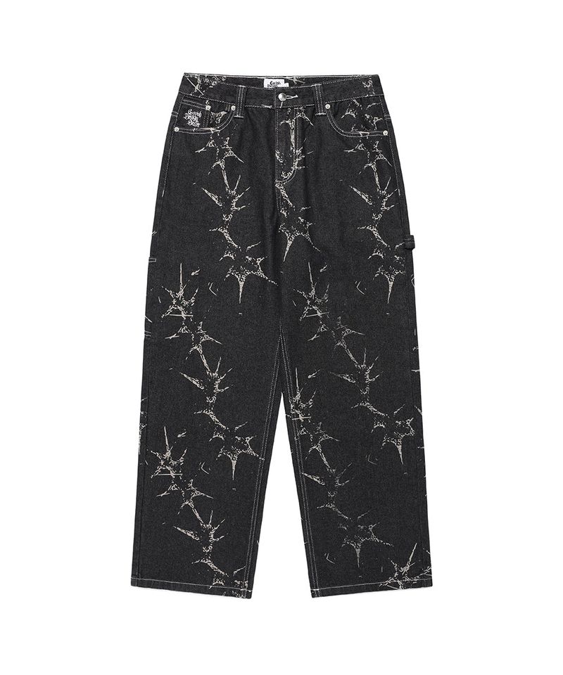 cavish（カビシ）の「PRINTED CARPENTER DENIM PANTS BLACK(CV2FSUD110A)（Pants）」