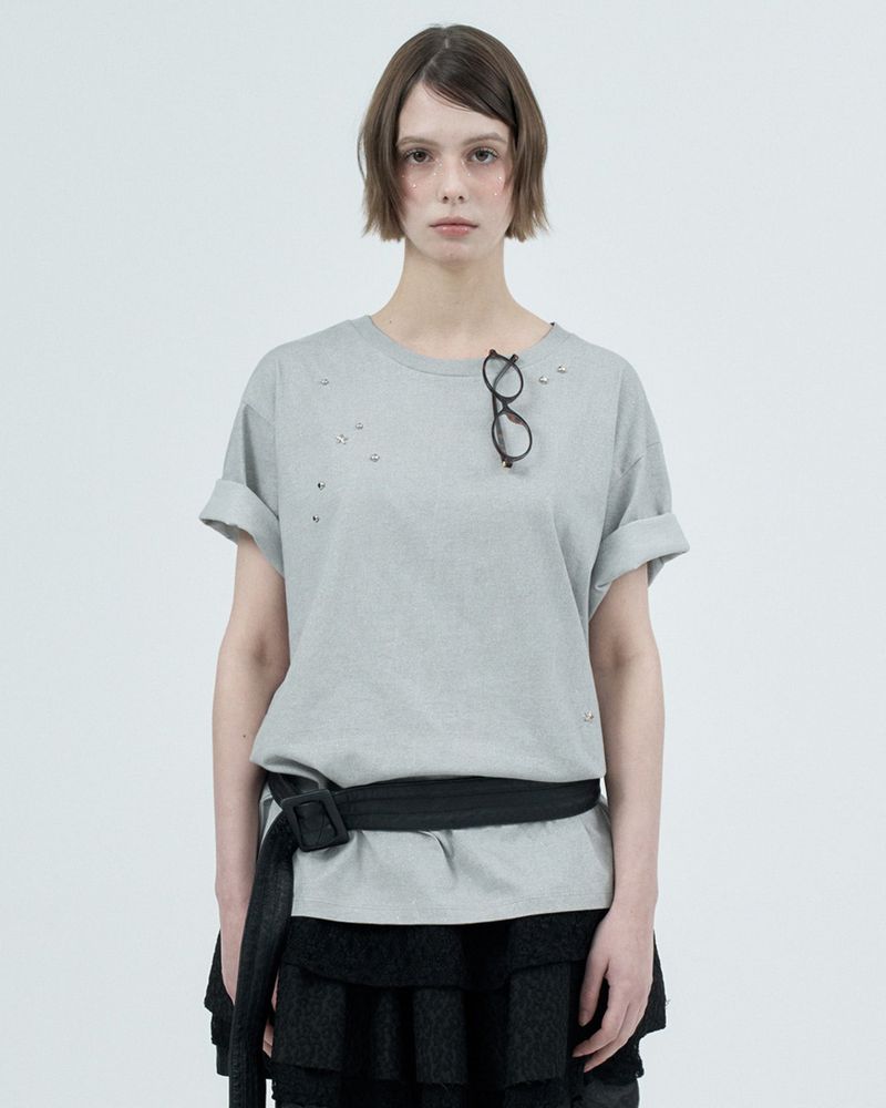 Fazed(フェイズド)の「glitter star t-shirts / gray(Tops)」