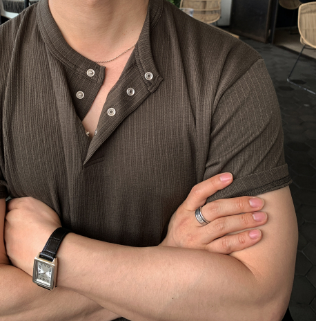 Look Lachief Standard Henry Neck Ribbed Short Sleeve