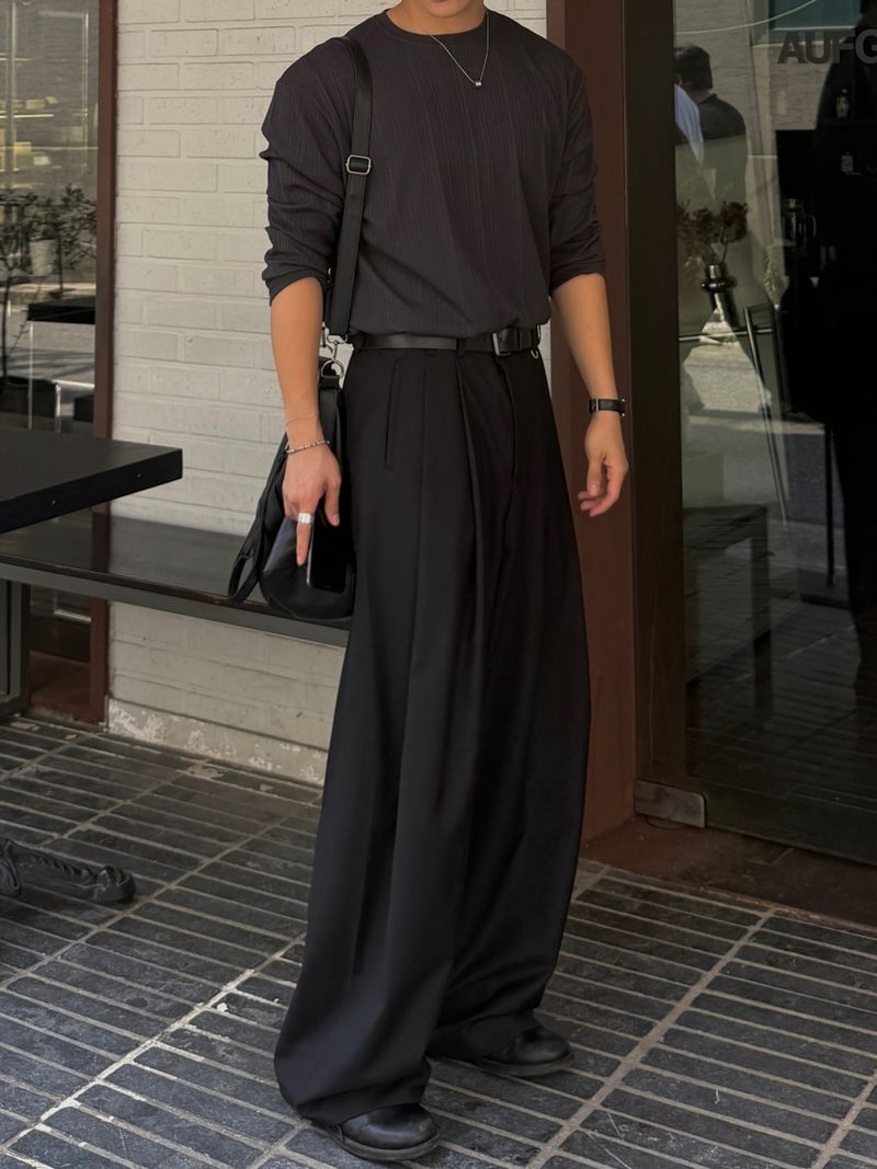 Mona two-tuck wide D-ring slacks