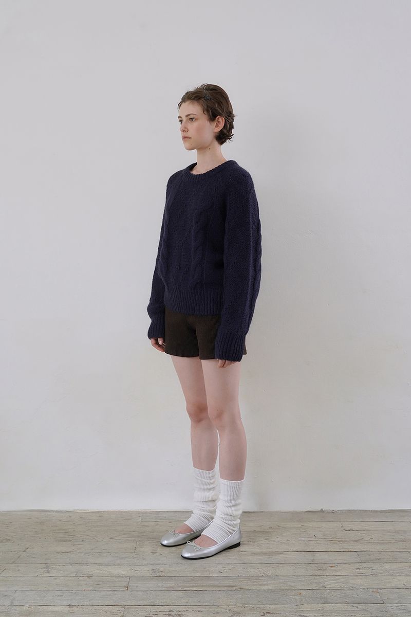 Ribbed knit shorts_brown