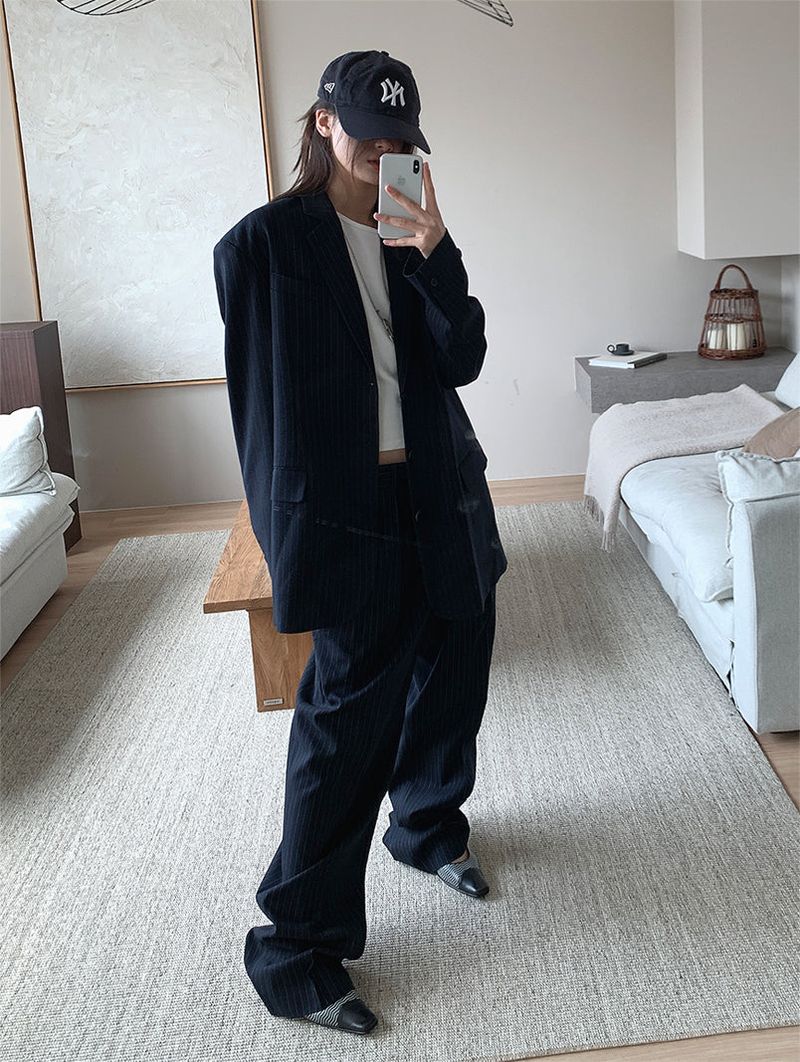 PAPERMOON PIN STRIPE PLEATE TROUSER