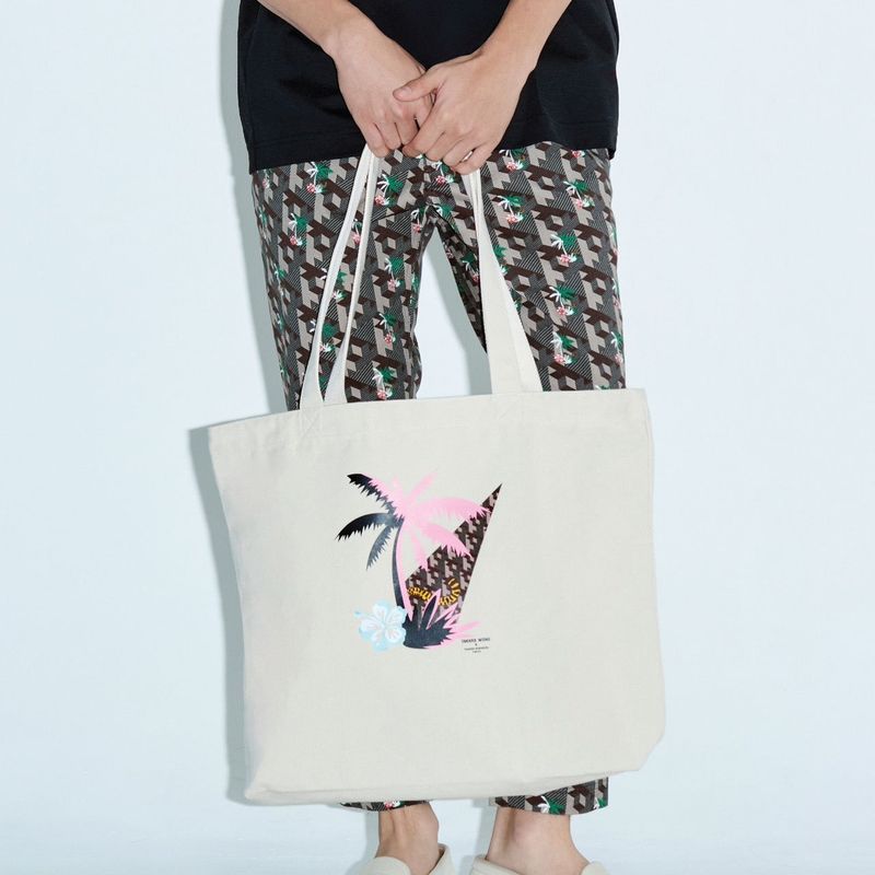 WHITE PRINTED TOTE BAG