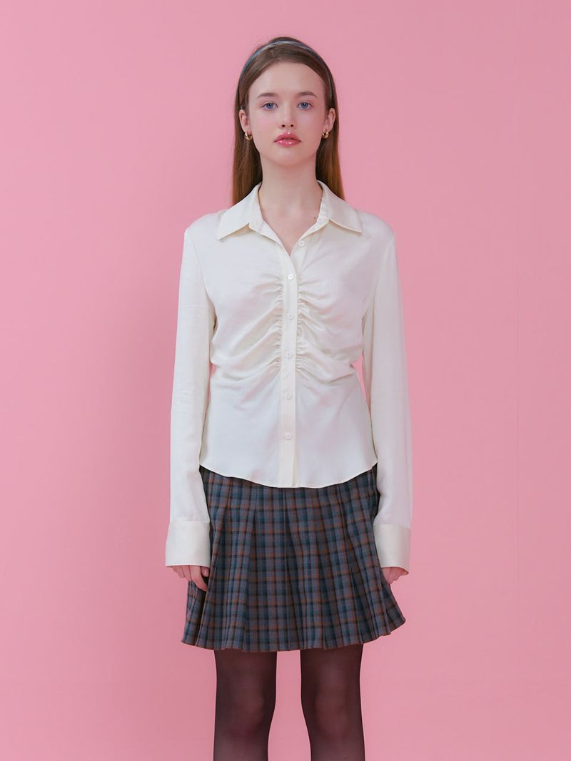 SHIRRING DETAIL BLOUSE_CREAM