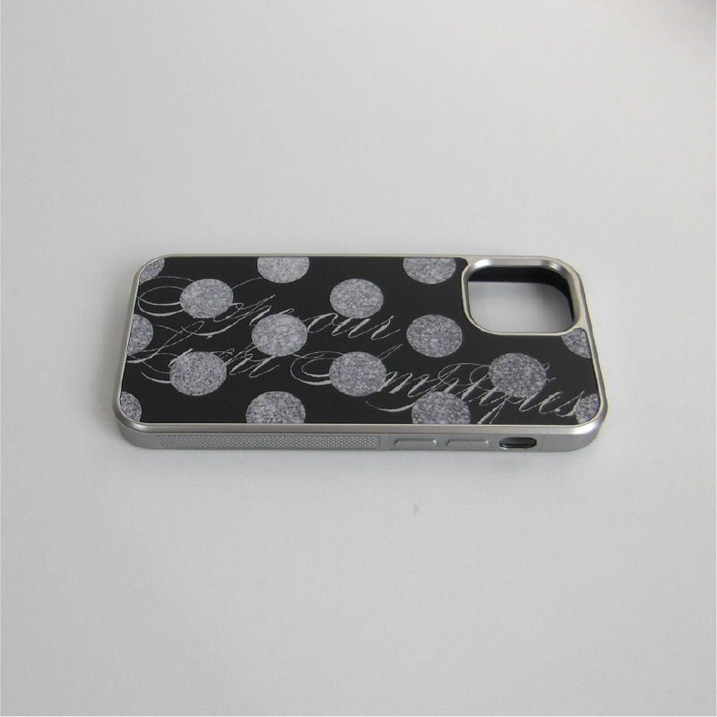 [MADE] glitter dot slogan silver glass bumper case