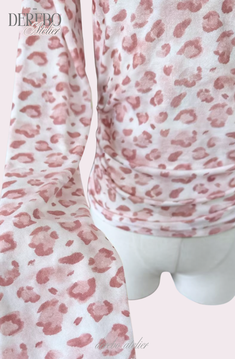 Pink Bly Leopard Hoodie Long Sleeve T-Shirt