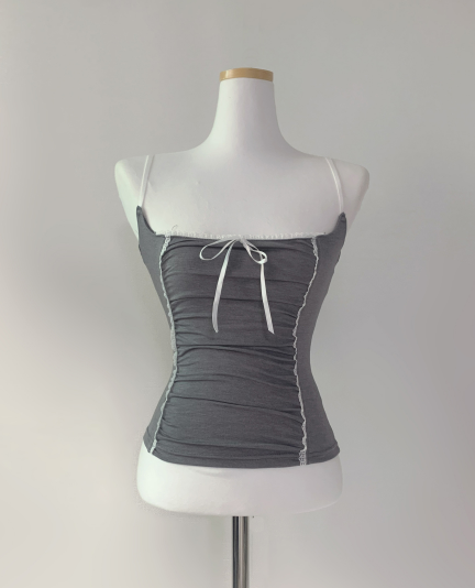 Verena Ribbon Lace Top (light gray)