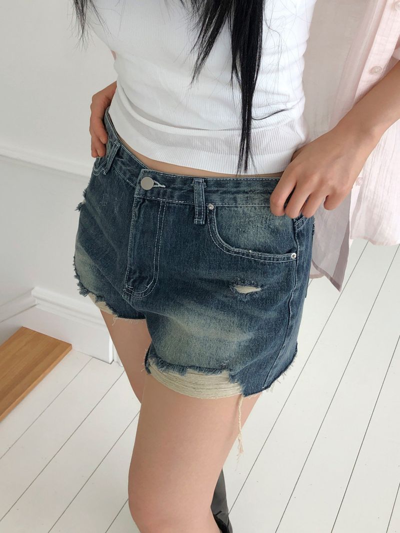 Ssoltin Distressed Denim Shorts