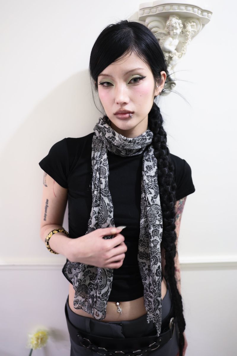 Half neck shirring T (3color)