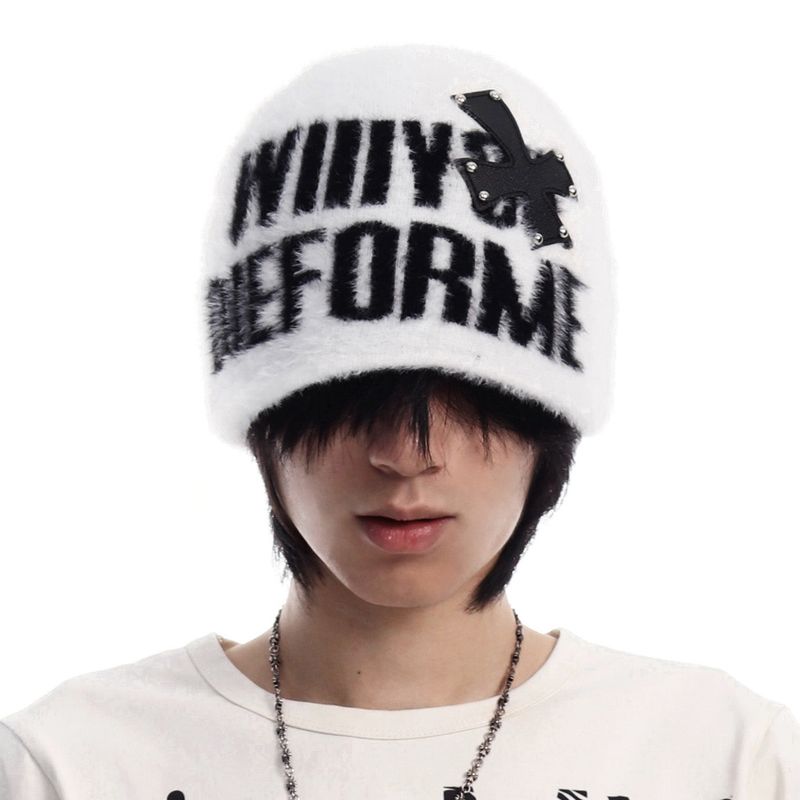 SEXXDEVIL Studded Mohair Cross Beanie