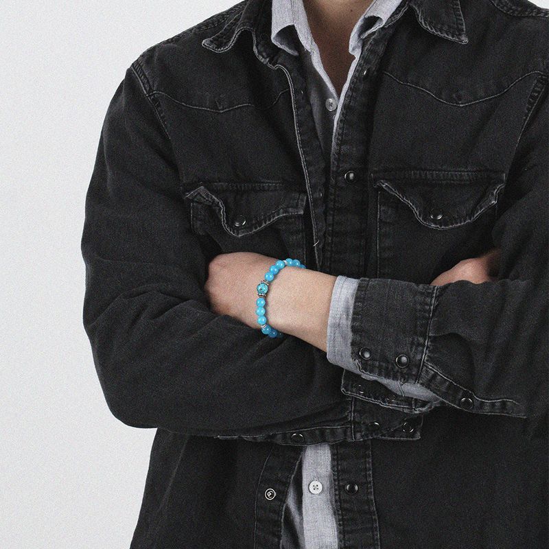 SVB-1021 Aqua Blue Stone Bead Bracelet