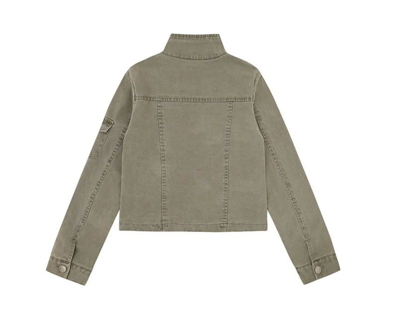 Work Pocket High-Neck Cropped Jacket