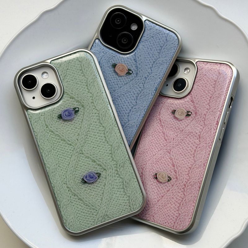 RIBBON ROSE KNIT EPOXY CASE _ MINT