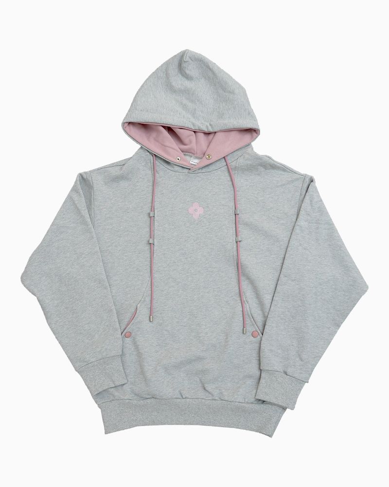 Snap curve hoodie / gray