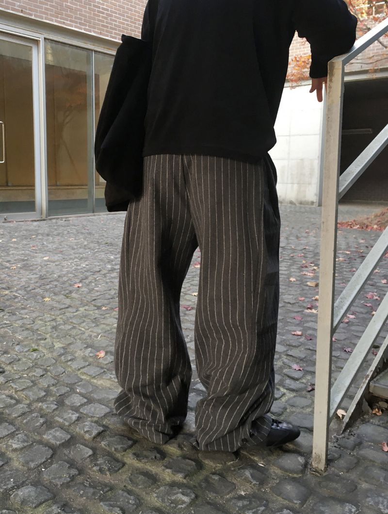 No.1503 wool stripe side tuck PT (3color)