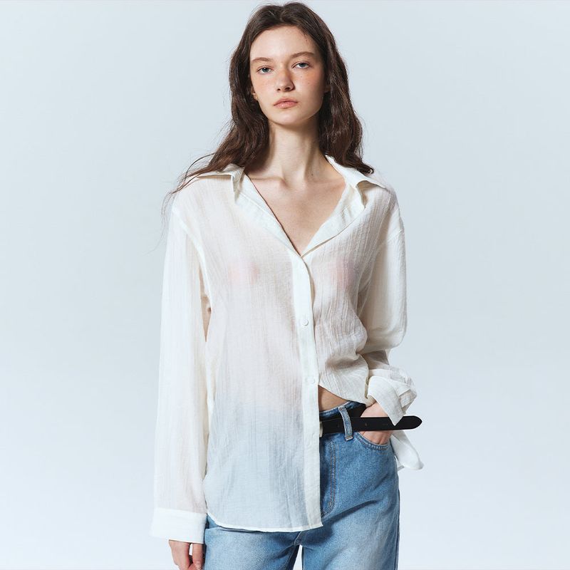 NICK&NICOLE（ニック＆ニコール）の「WRINKLE SHEER SHIRT_IVORY（Tops）」
