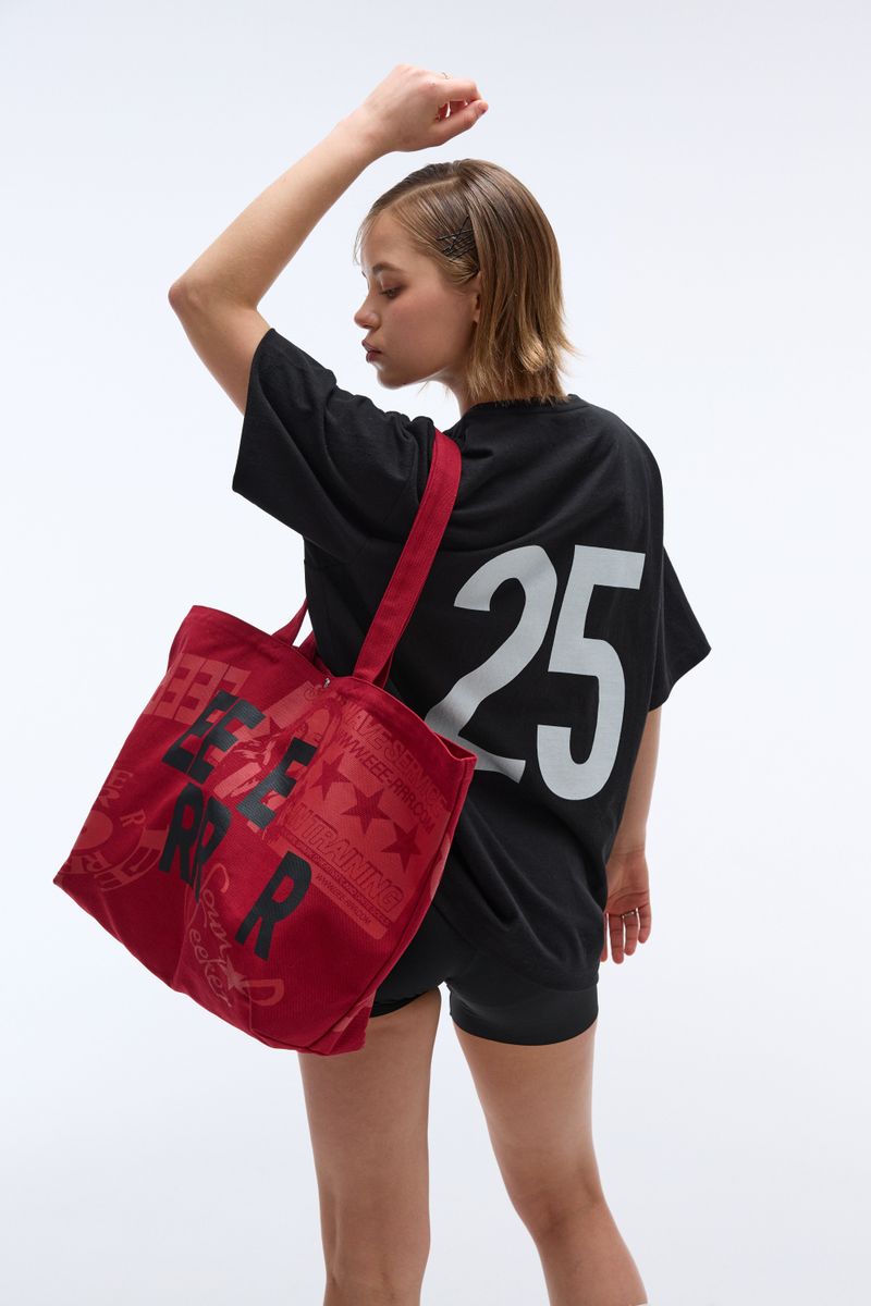 Weekend warrior typography printing tote-bag (Red)