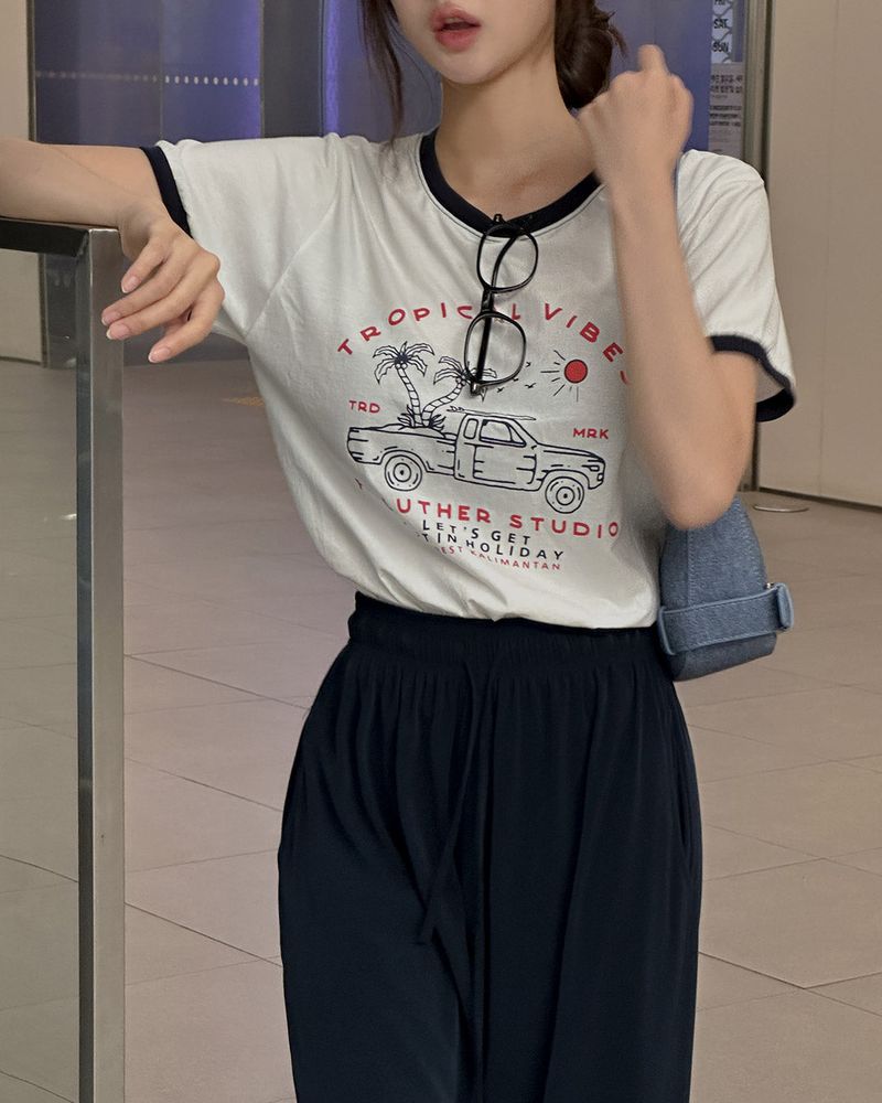 MAYBINS(メイビンス)の「Trow printed short-sleeved T-shirt(Tops)」