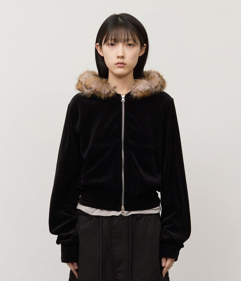 HIFIFNK(ハイファイファンク)の「(W) Us Fur Velvet Zip Hoodie(Tops)」