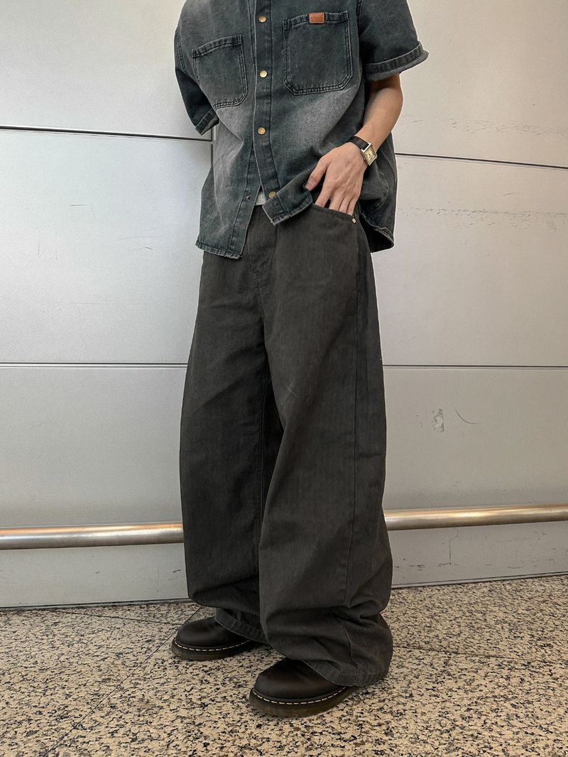 Log Herringbone Balloon Wide Pants