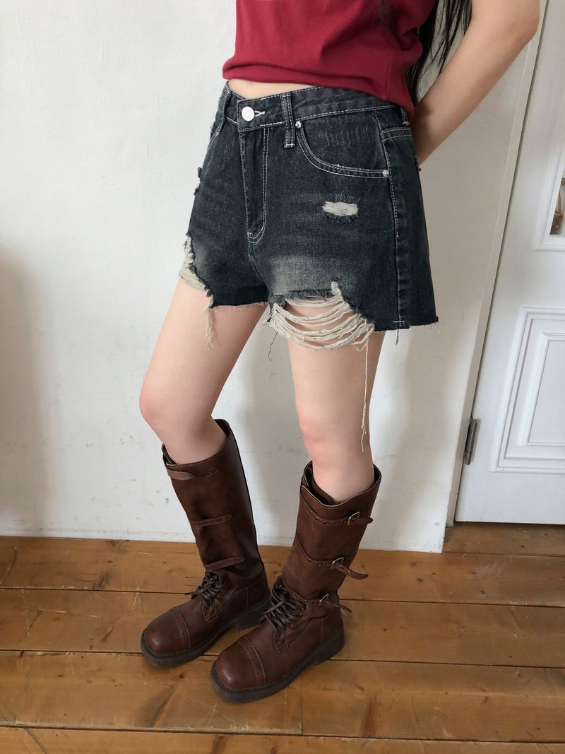 Ssoltin Distressed Denim Shorts